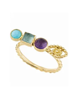 18k Yellow Gold Blue Eye Trio Ring