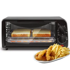 2 Slice Countertop Toaster Oven - for Rack Bake and Toast with 15 Minute Timer & Pan (Black)