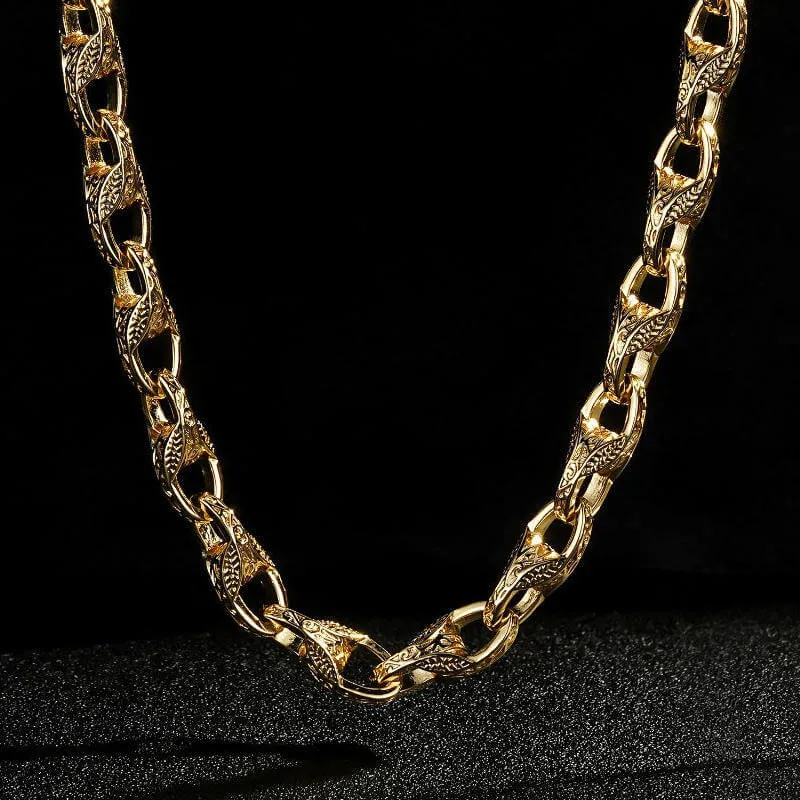 9mm Gold Filled Bonded Patterned Tulip Chain 24 Inches