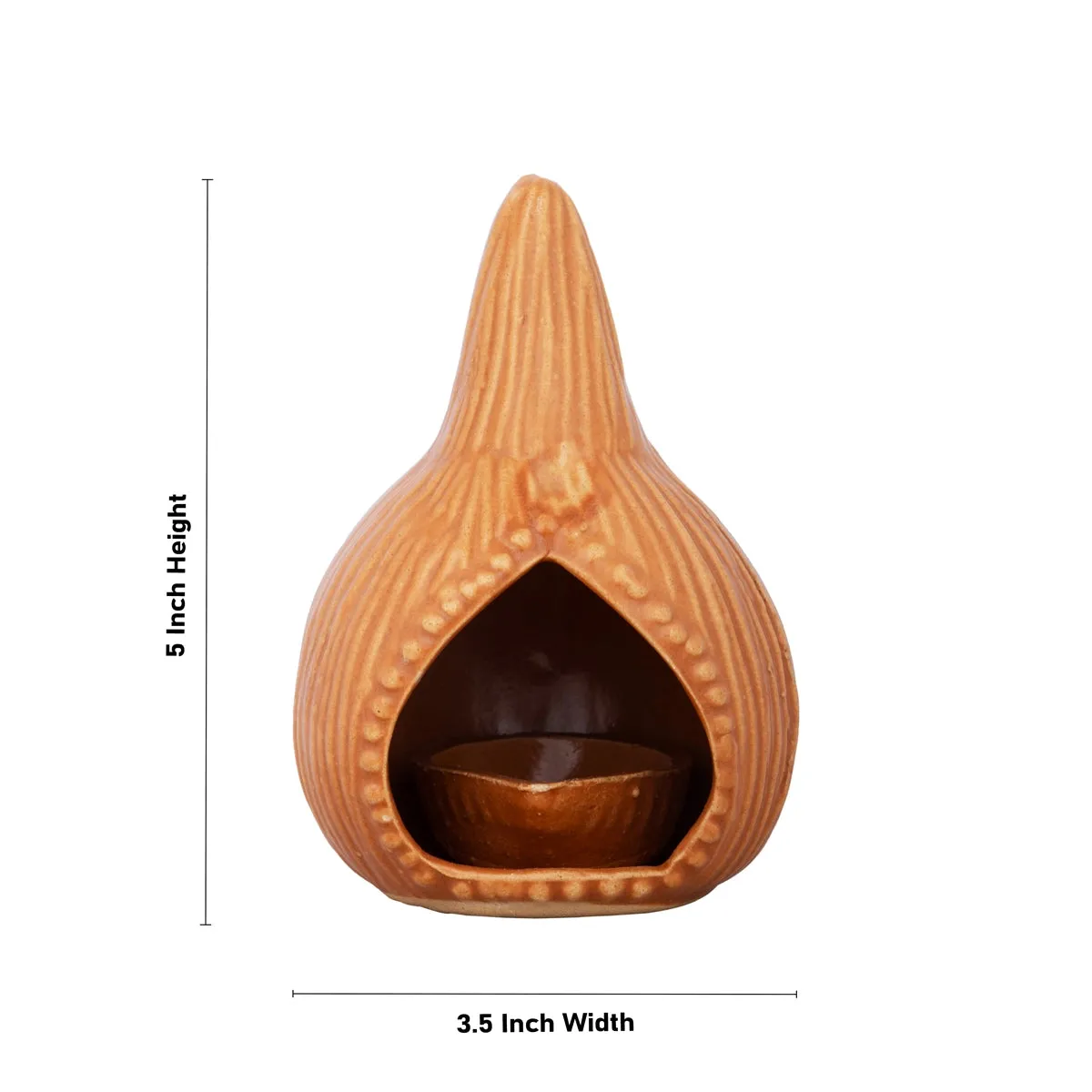 Agal Vilakku - 5 x 3.5 Inches | Coconut Shape Ceramic Lamp/ Karthik Deep for Pooja