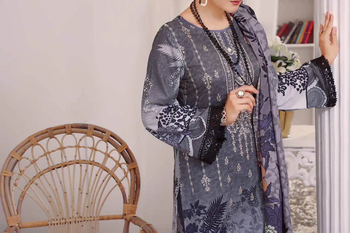 Aiza By VS Textile Embroidered Lawn Unstitched 3 Piece Suit - 03