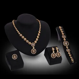 Alloy Rhinestone-encrusted Jewelry Four-piece Necklace