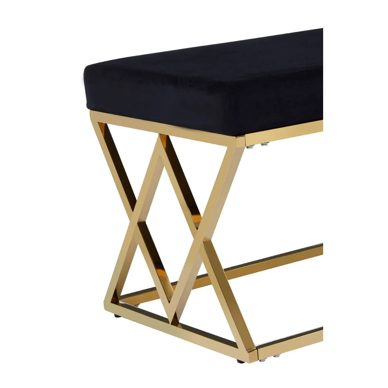 Allure Black Seat / Gold Finish Frame Bench