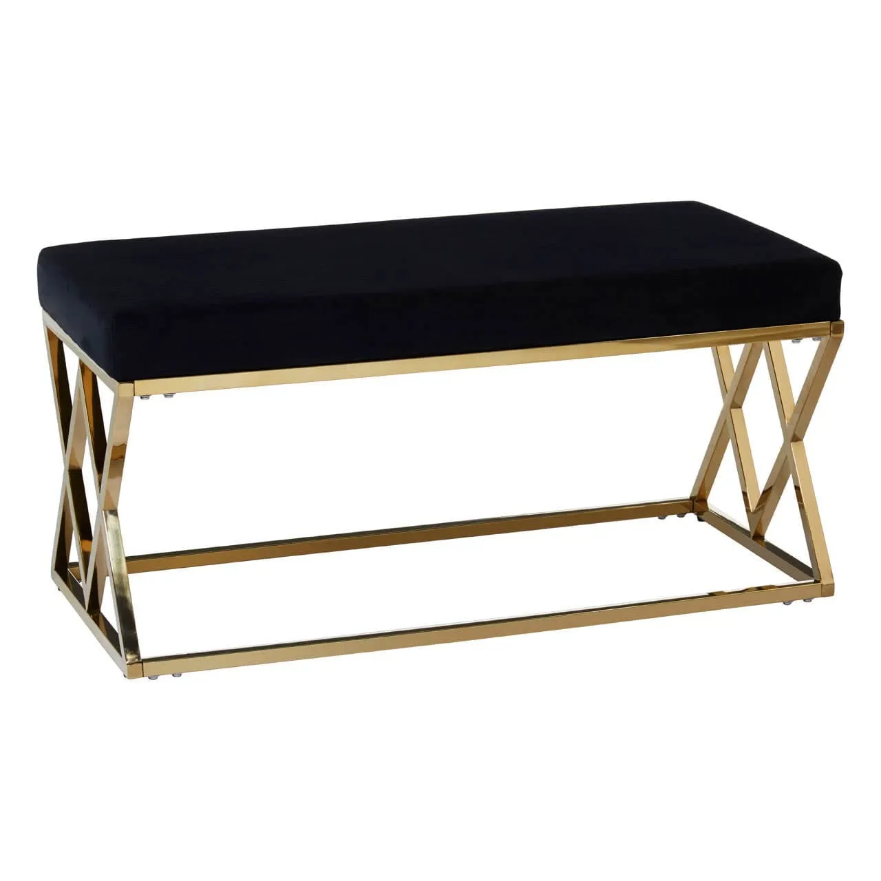 Allure Black Seat / Gold Finish Frame Bench