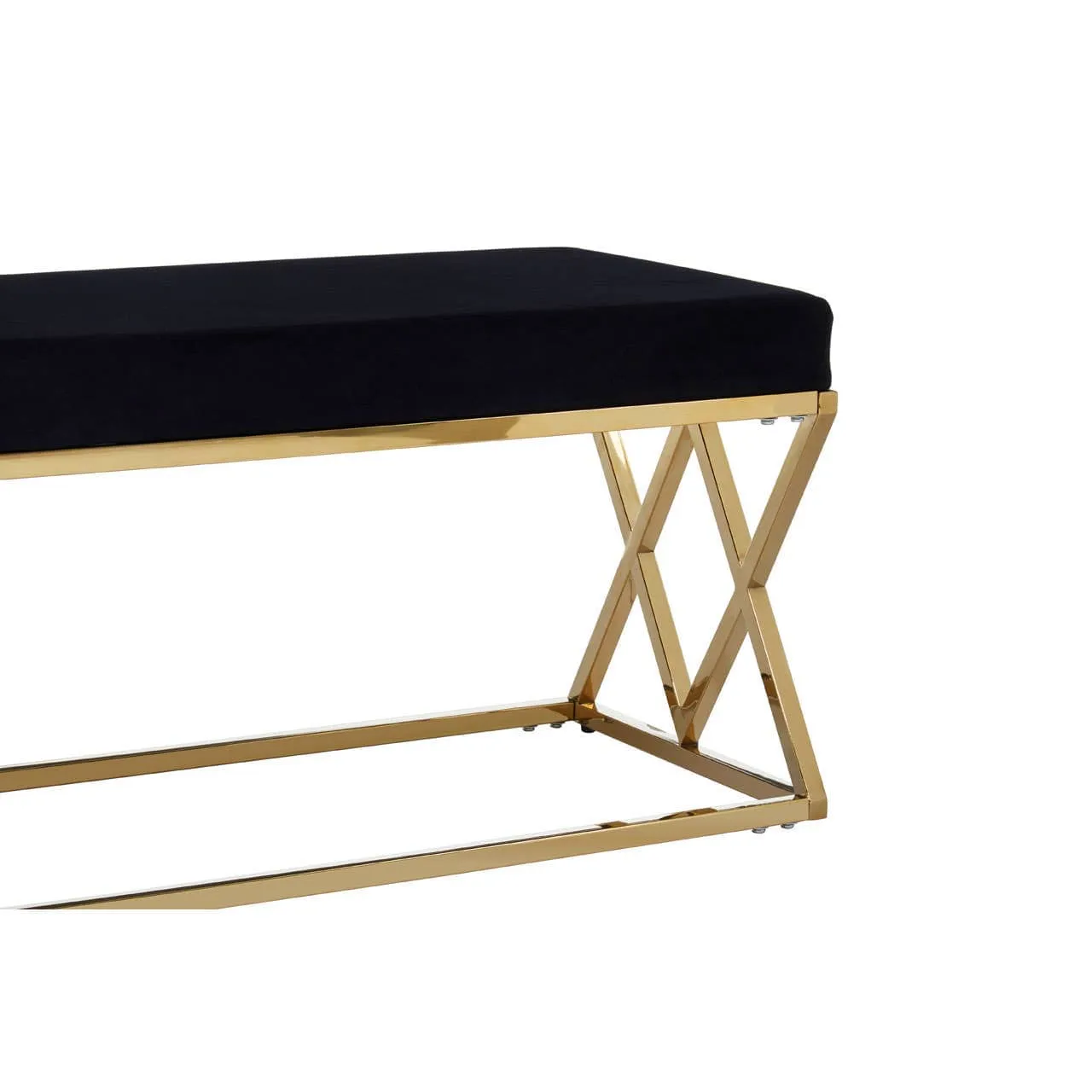 Allure Black Seat / Gold Finish Frame Bench