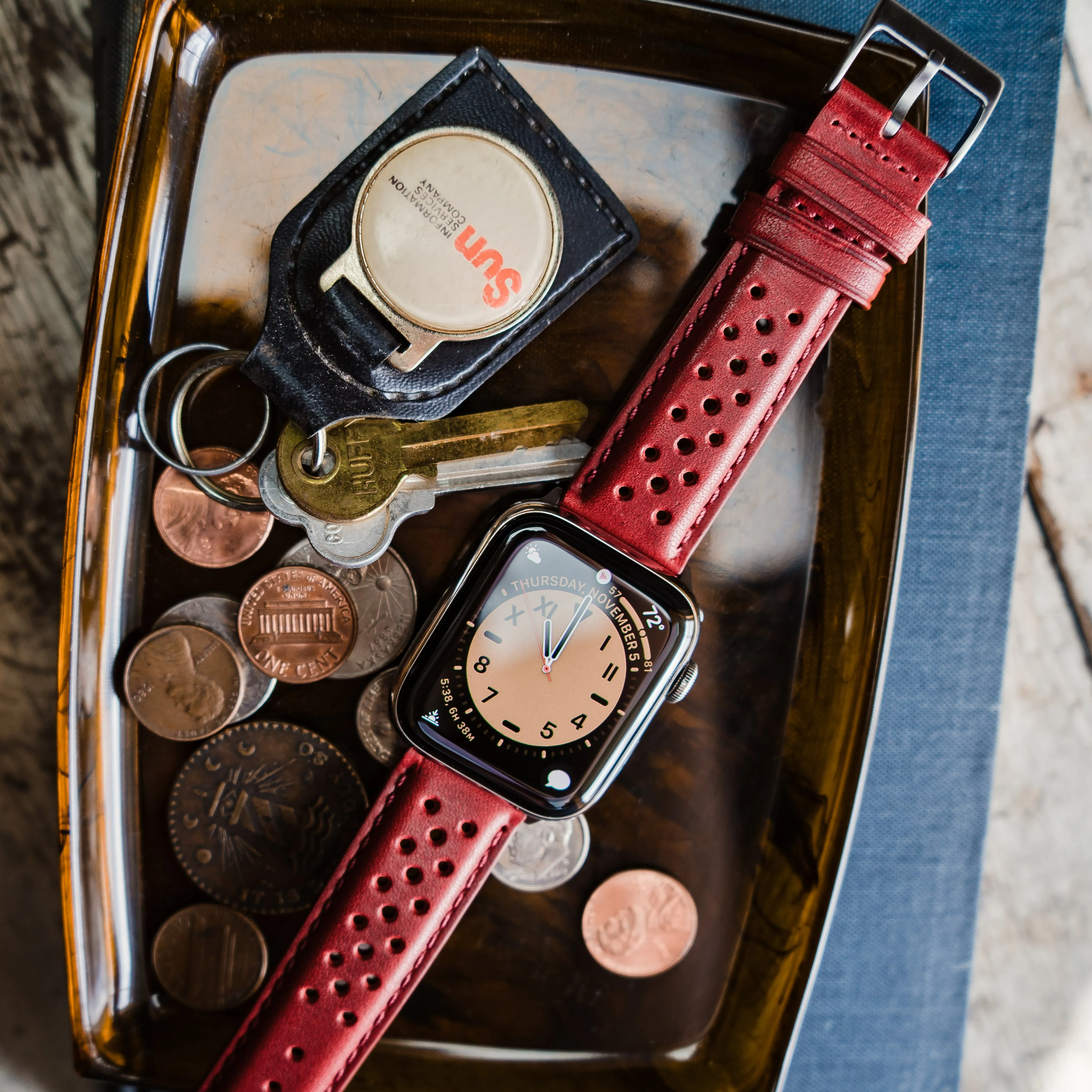 Apple Watch Crimson Red Racing Horween Leather Watch Band (SALE)