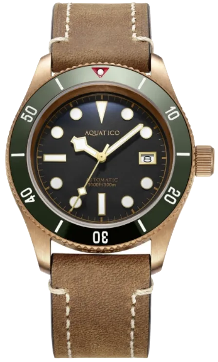 Aquatico Bronze Sea Star Black Dial Green Ceramic Bezel