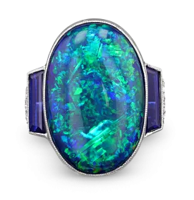 Australian Black Opal Ring, 11.80 carats