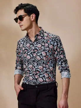 Black Printed Party Wear Shirt