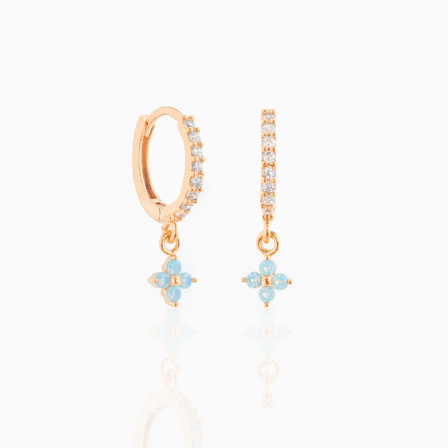 Blue Blossom Love Dangle Hoops