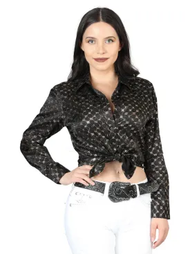 Blusa Casual Manga Larga Estampada Negro/Plata para Mujer 'El Señor de los Cielos' - ID: 44558