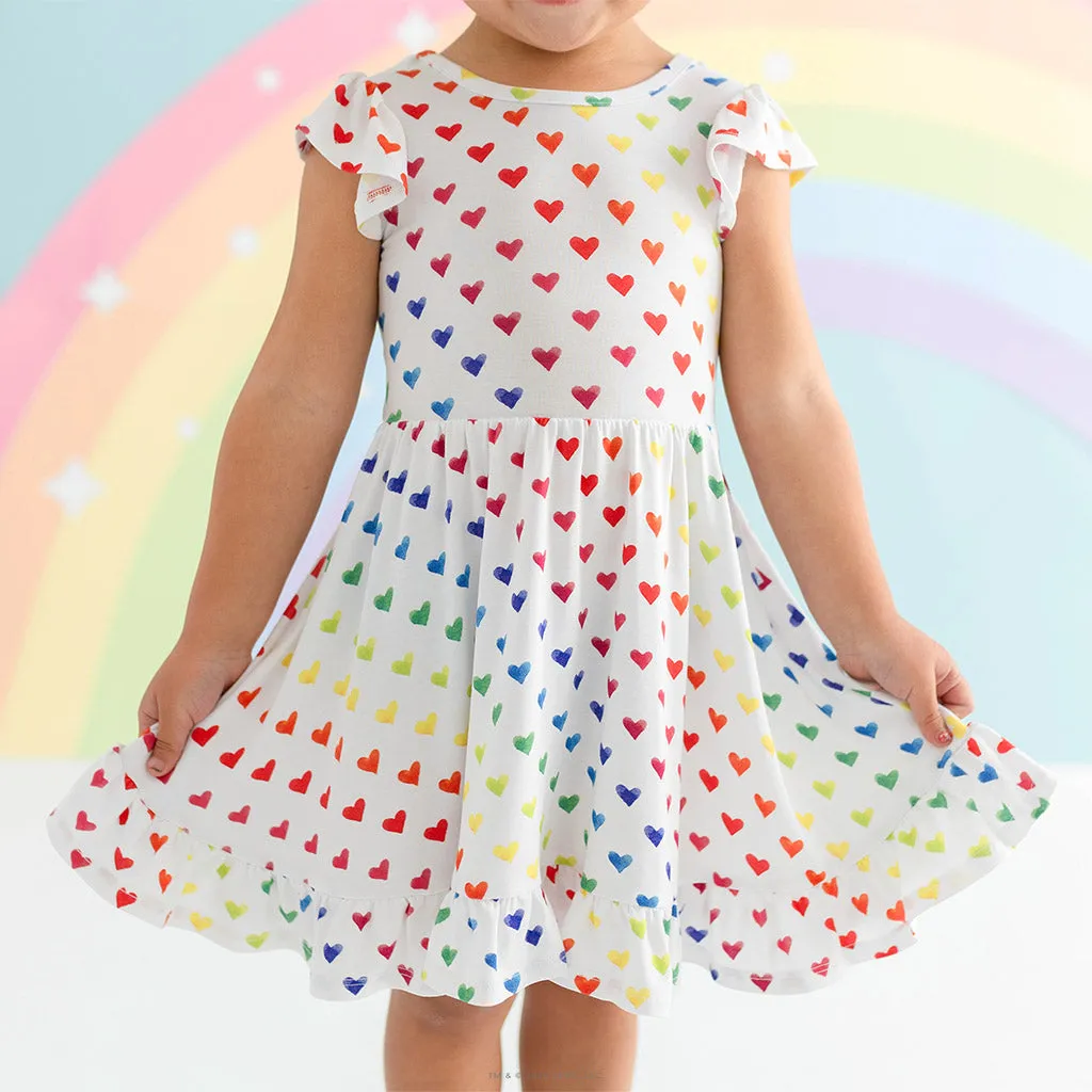 Care Bears™ Rainbow Hearts Tie Back Ruffled Twirl Dress