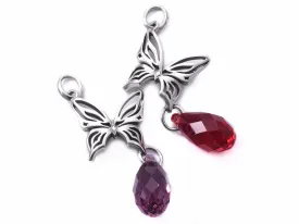 Crystal Drop Butterfly Pendant