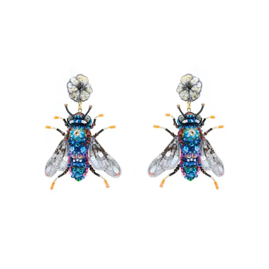Cuckoo Bee Hand Embroidered Earrings