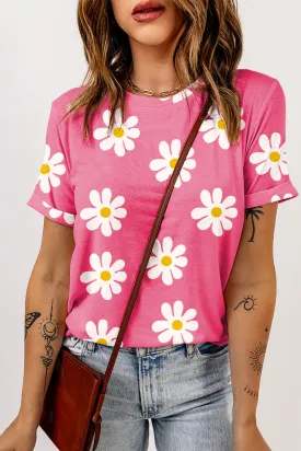 Daisy Printed Crewneck T Shirt