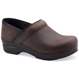 DANSKO Men's Narrow Professional Brown Oiled Leather Clogs