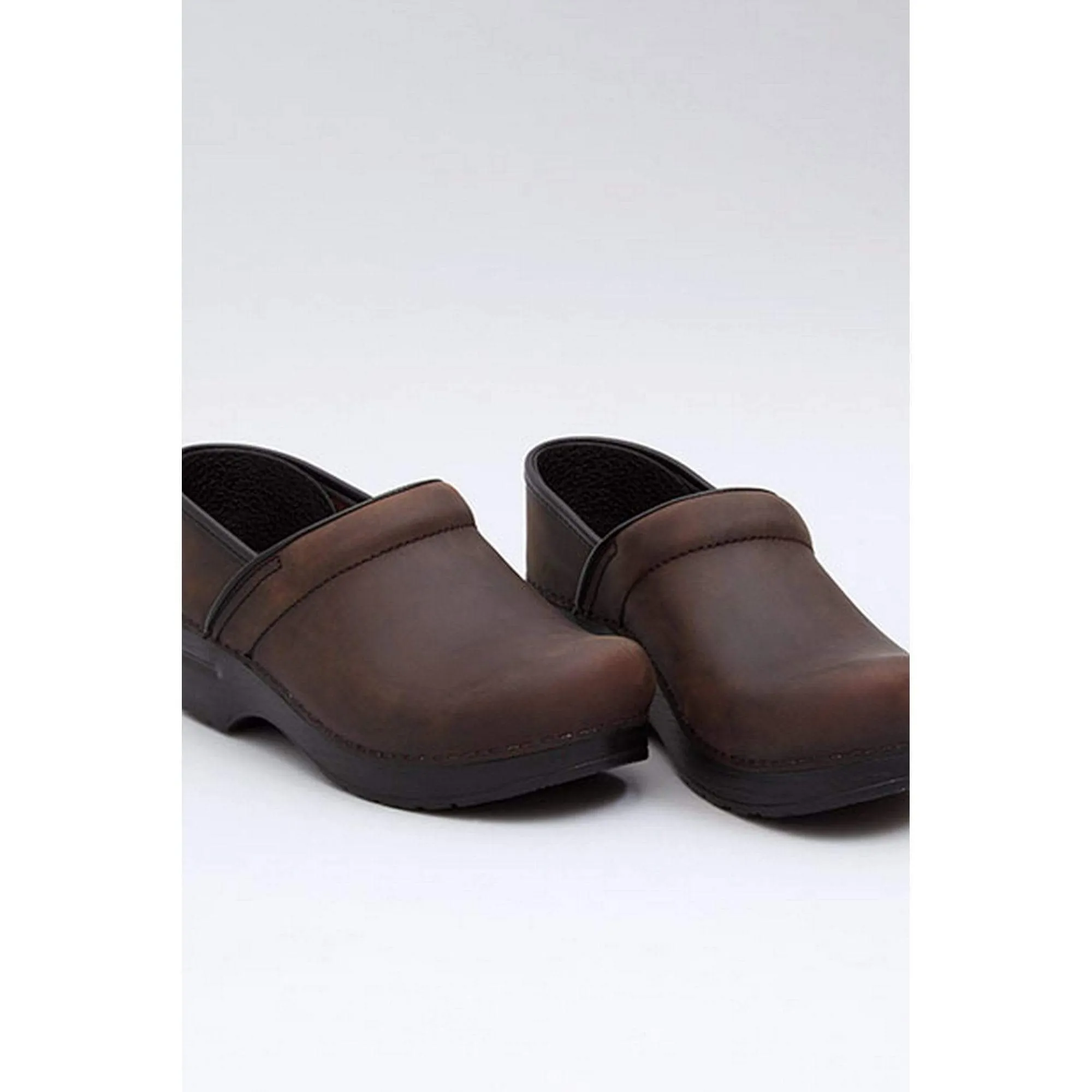 DANSKO Men's Narrow Professional Brown Oiled Leather Clogs