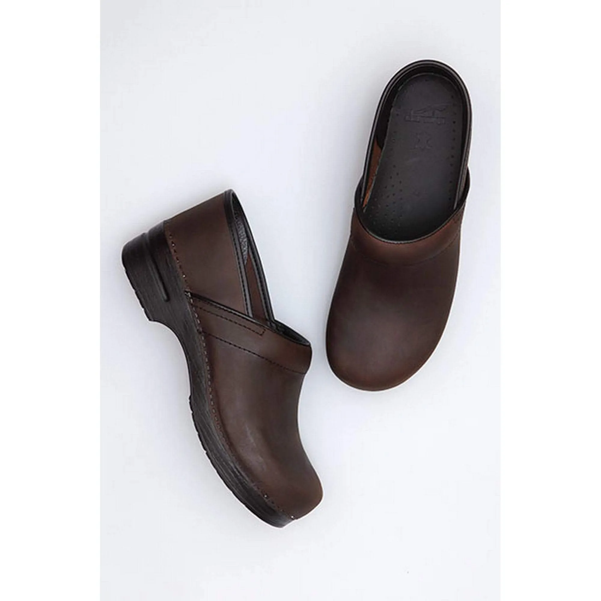 DANSKO Men's Narrow Professional Brown Oiled Leather Clogs