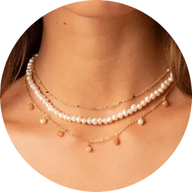 Golden Pearl Dewdrop   Circles in the Sand Necklace Stack