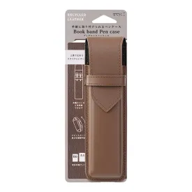 Midori Book Band Pen Case Recycled Leather Brown