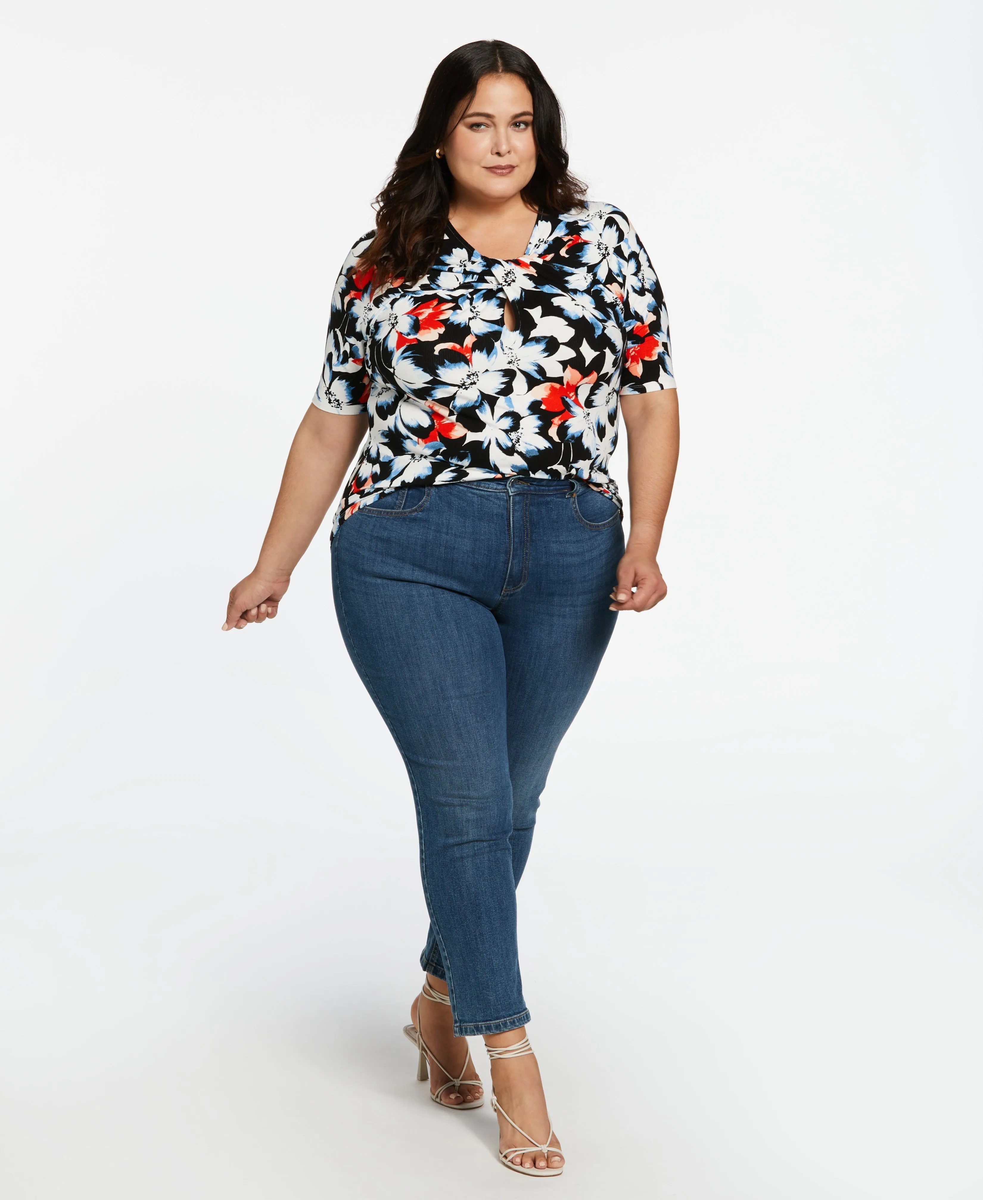 Plus Size Floral Elbow Sleeve Top