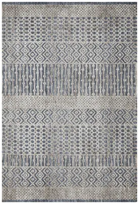 Rustic Casual Tribal Design Corey Rug - Navy/Grey