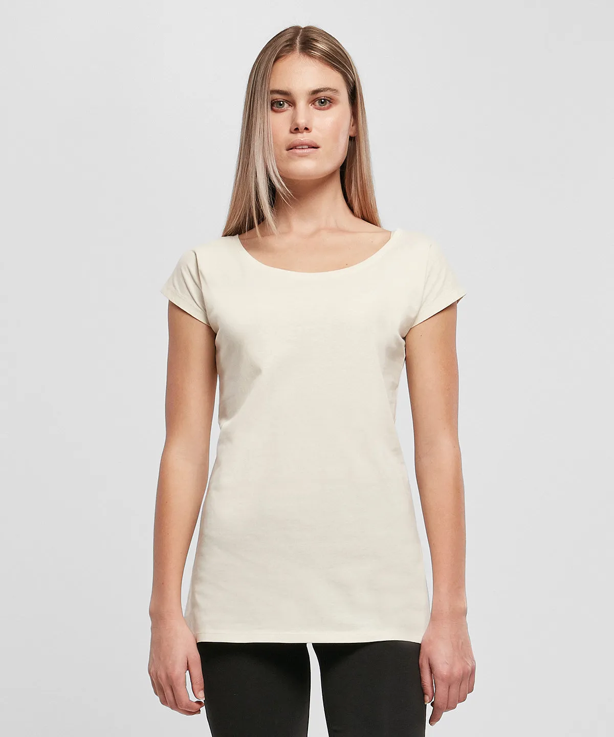 Womens wide neck tee | Sand